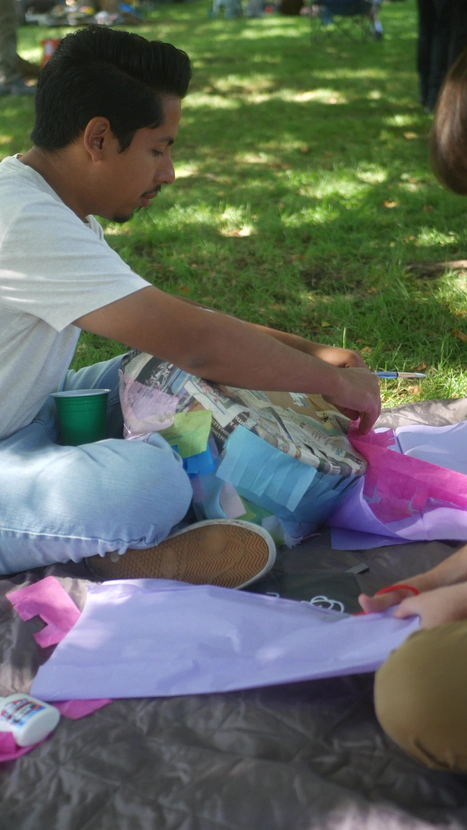 Community member working on a Pinata.