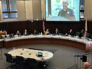 City council table with members sitting around